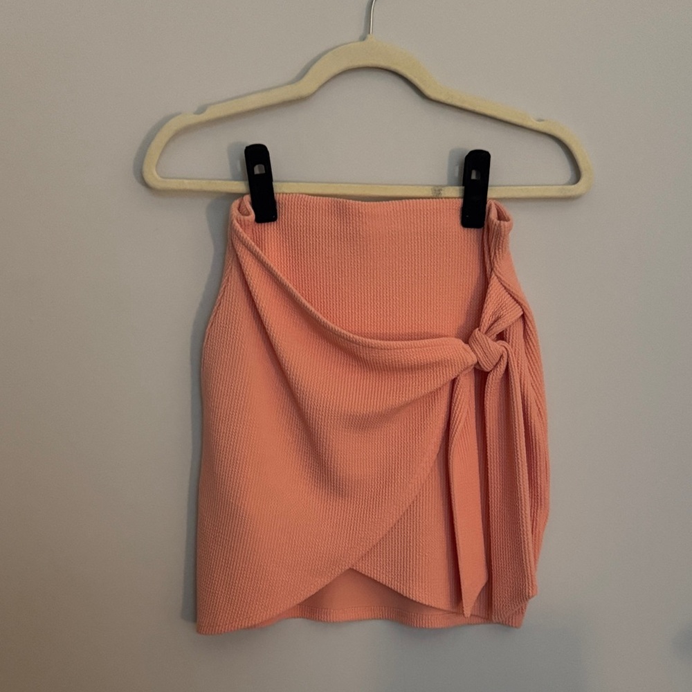 Lovers + Friends Coral Knotted Mini Skirt